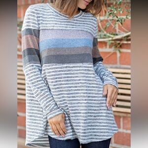 Chic Nation Multicolor Striped Sweatshirt